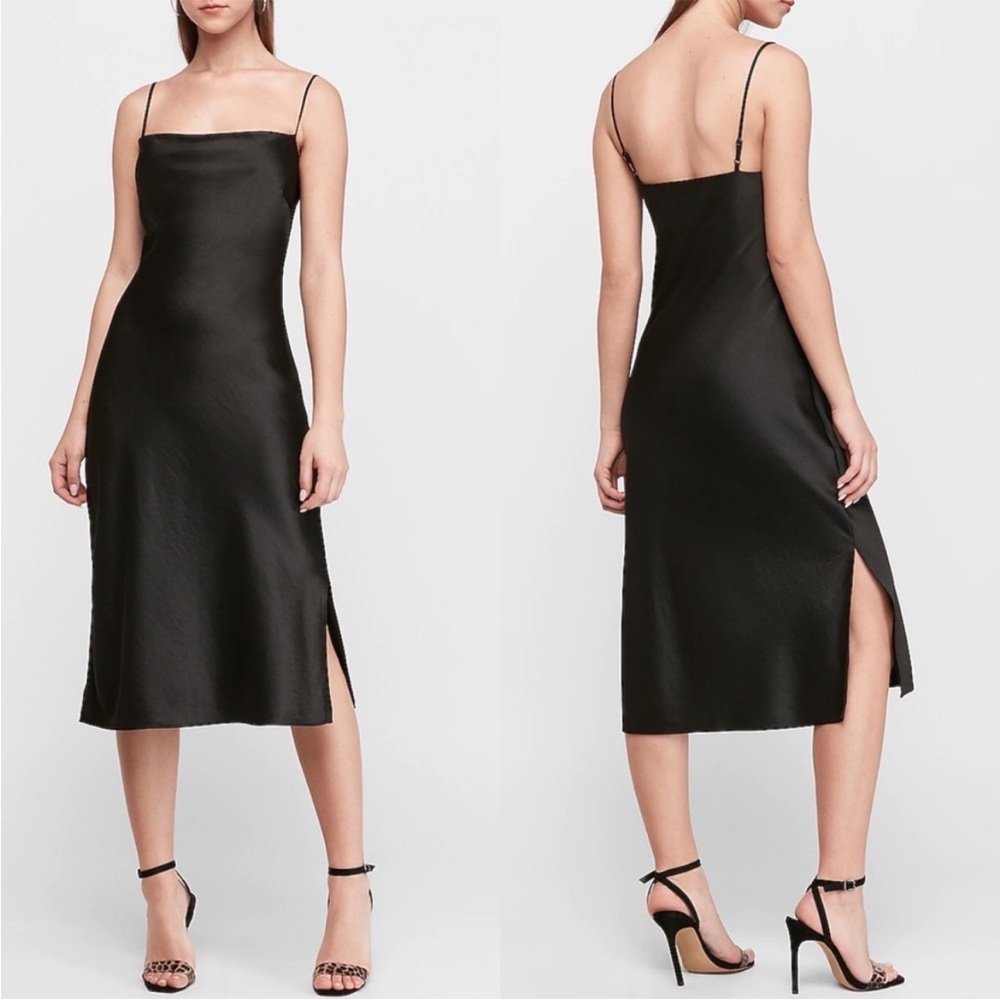 Express Black Cowl Neck Slip Midi‎ Dress – Size M